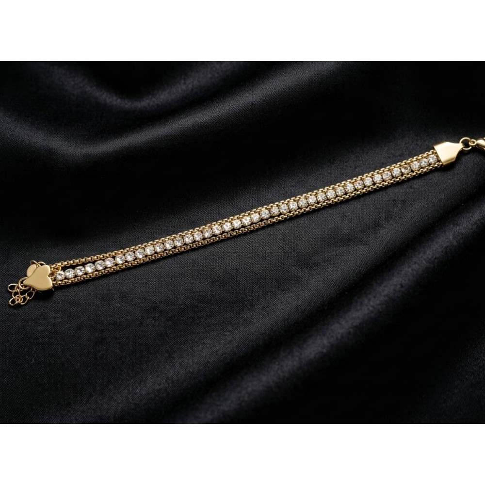 Eternal Heart Triple-Strand Gold Plated Tennis Bracelet