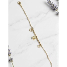 Butterfly & Beaded Square Charm Bracelet