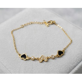 Black enamel heart bracelet