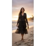 Chiffon Tiered Floral Midi Dress