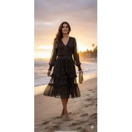 Chiffon Tiered Floral Midi Dress