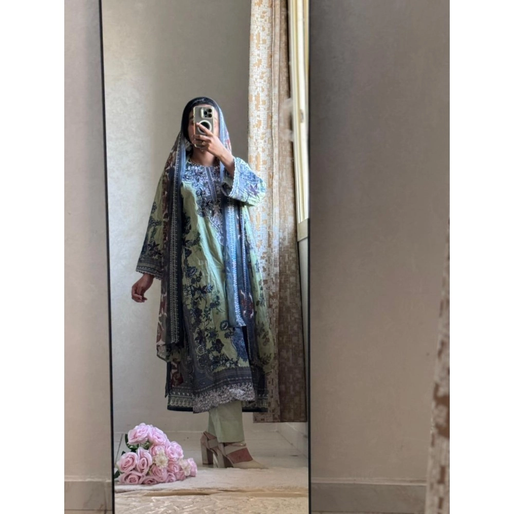 Sage Green Printed Lawn Suit