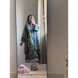 Sage Green Printed Lawn Suit