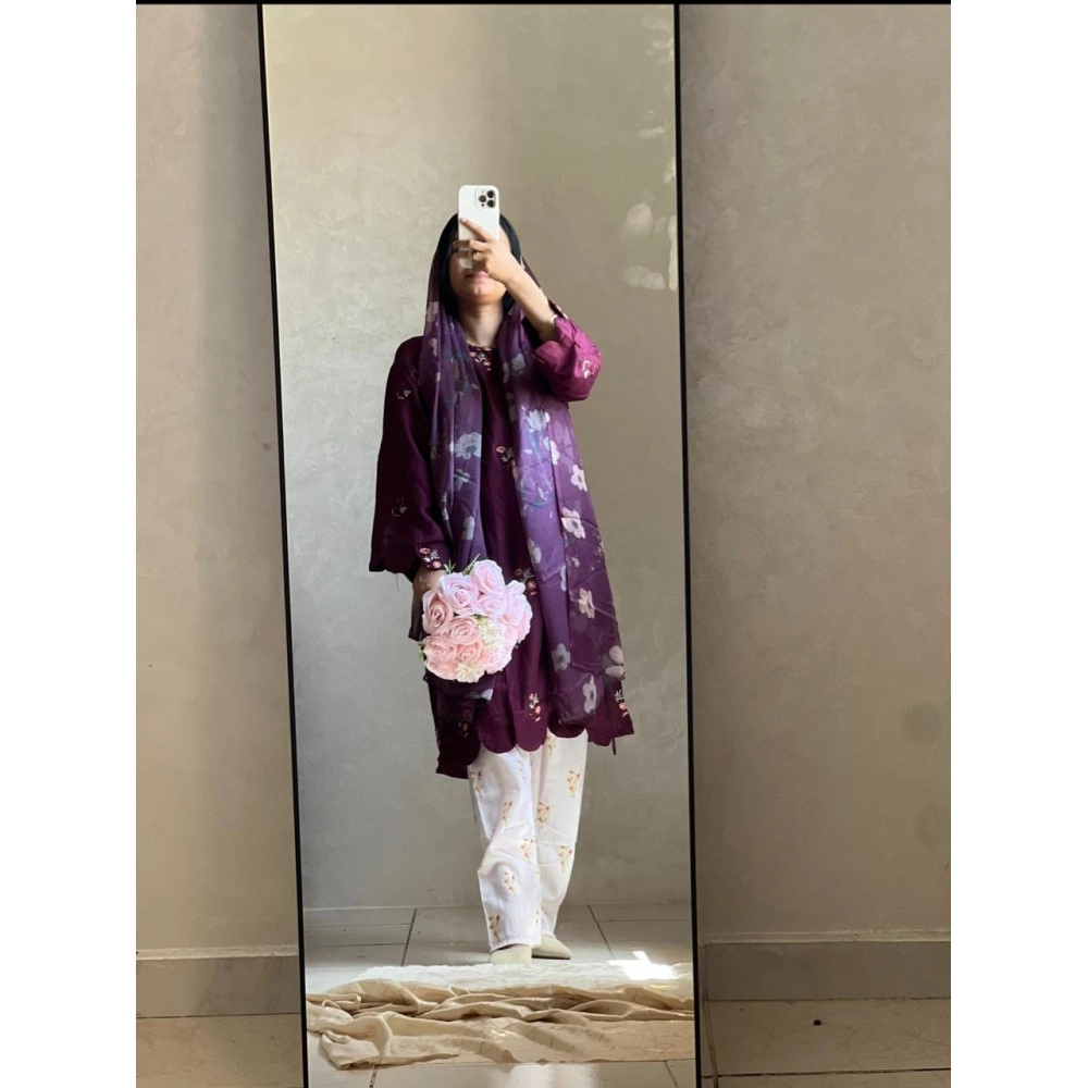 Floral Violet Tunic and Printed Trousers Set