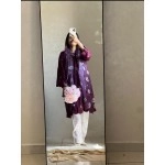 Floral Violet Tunic and Printed Trousers Set