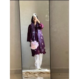 Floral Violet Tunic and Printed Trousers Set